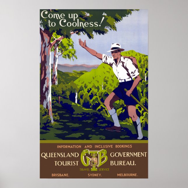 Affiche Vintage Montez À Coolness Queensland Australie (Devant)