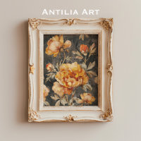 Vintage Moody Dark Flower Peinture Encore Vie