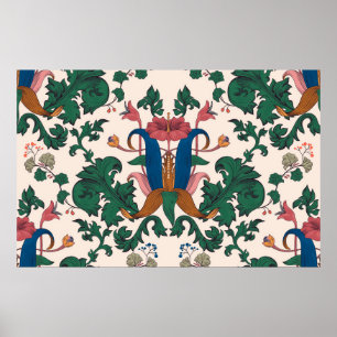 Affiche Vintage motif floral transparent. Flore Art nouvea