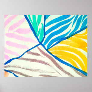 Affiche vintage Motif sans couture main dessinée jardin bl