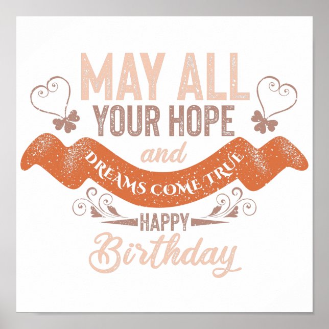 Affiche Vintage Motivational Joyeux voeux d'anniversaire (Devant)