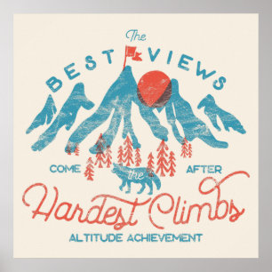 Affiche Vintage Mountain Wolf Escalade Randonnée à l'extér