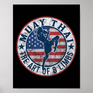 Affiche Vintage Muay Thai Karate Boxe Mélange Arts Martiau