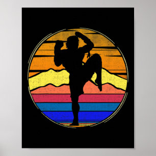 Affiche Vintage Muay Thai Rétro Sunset Drôle Kickboxing Gi