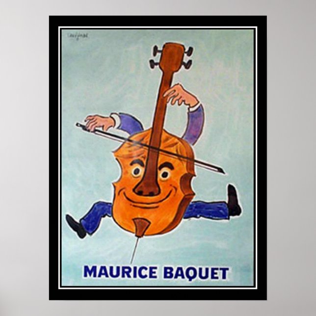 Affiche vintage musicien violoncelle Art Déco (Devant)
