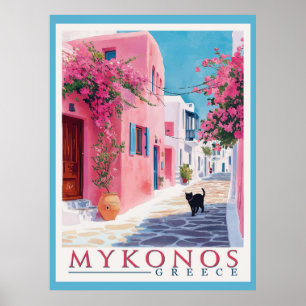 Affiche Vintage Mykonos, grec