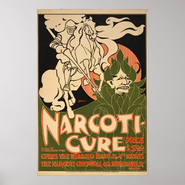 Affiche vintage - Narcoti Cure - Arrêtez de fumer (Devant)
