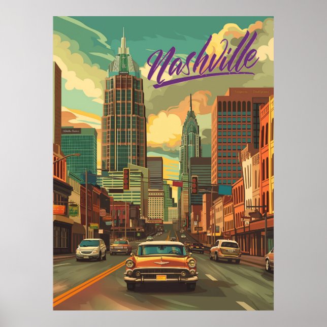 Affiche Vintage Nashville Travel (Devant)