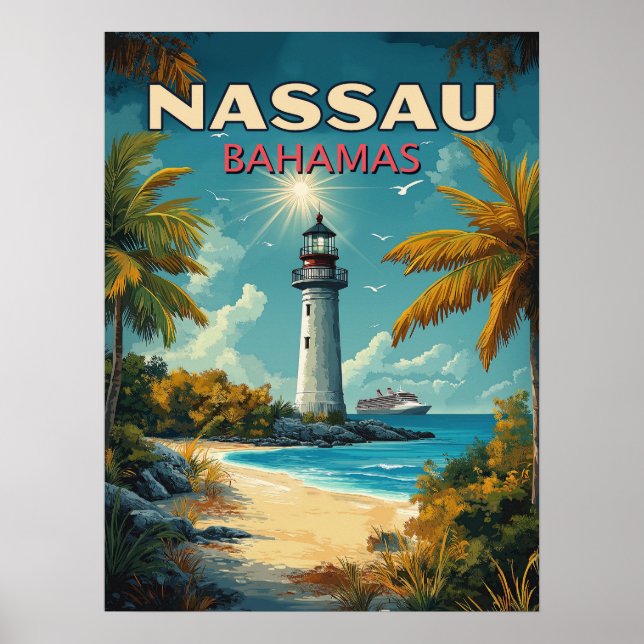 Affiche Vintage Nassau Bahamas (Devant)