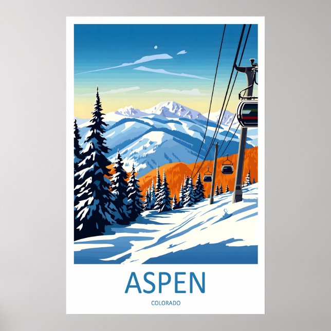 Affiche vintage nationale de ski Aspen Travel Park (Devant)