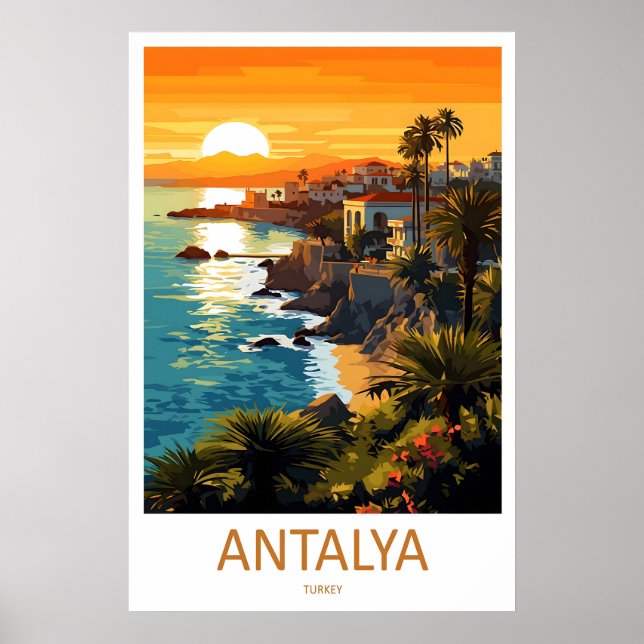 Affiche vintage nationale du parc de ski d'Antalya (Devant)
