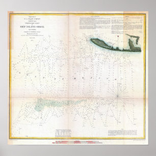 Affiche Vintage Nautical Ship Island Shoal Louisiane