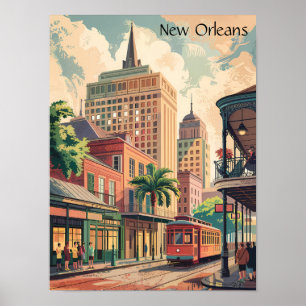Affiche Vintage New Orleans Louisiane peinture Voyage
