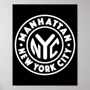 Affiche Vintage New York City Cercle Manhattan Blanc 