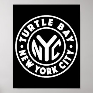 Affiche Vintage New York City Circle Turtle Bay Blanc 