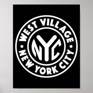 Affiche Vintage New York City Circle West Village Blanc