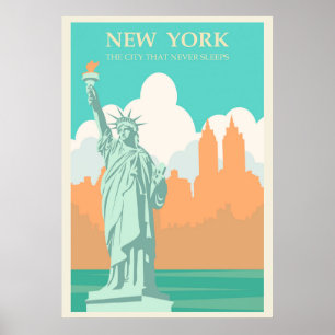 Affiche Vintage New York City Lady Liberty Toile