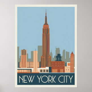 Affiche Vintage New York City Skyline - Empire State Build