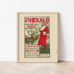 Affiche Vintage New York Herald Christmas Edition<br><div class="desc">The New York Herald; numéro XMAS (1896) | Cette illustration vintage du New York Herald de décembre 1896, conçue par Louis Rhead, présente une charmante scène de Noël vintage avec le Père Noël et son renne. L'oeuvre saisit la magie de la période des fêtes avec un design dynamique et festif....</div>