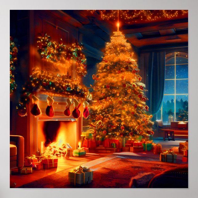 Affiche Vintage Noël hiver (Devant)