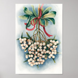 Affiche Vintage Noël Mistletoe Magie Mur Art Imprimer