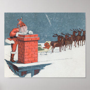 Affiche Vintage Noël - père Noël Holiday