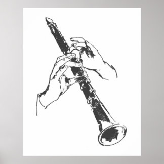 Affiche Vintage noir blanc mains Clarinet Benny Goodman