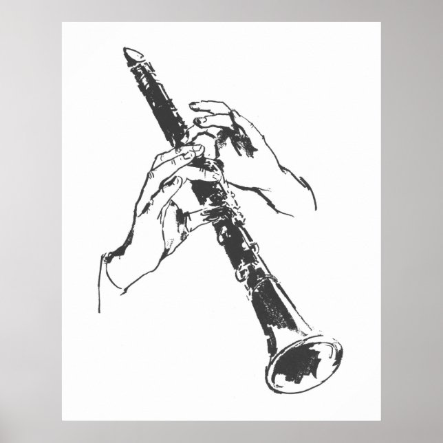 Affiche Vintage noir blanc mains Clarinet Benny Goodman (Devant)