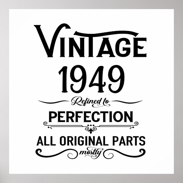 Affiche Vintage noir personnalisé 75e anniversaire (Devant)