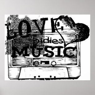 Affiche vintage noire et blanche de musique