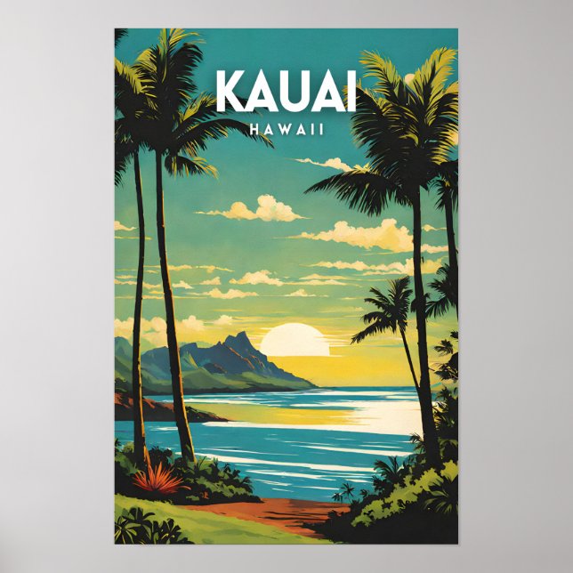 Affiche Vintage nostalgique de Kauai Hawaii (Devant)
