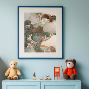 Affiche Vintage Nursery Rhyme Rock a Bye Baby