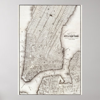 Affiche Vintage NYC Map City Skyline