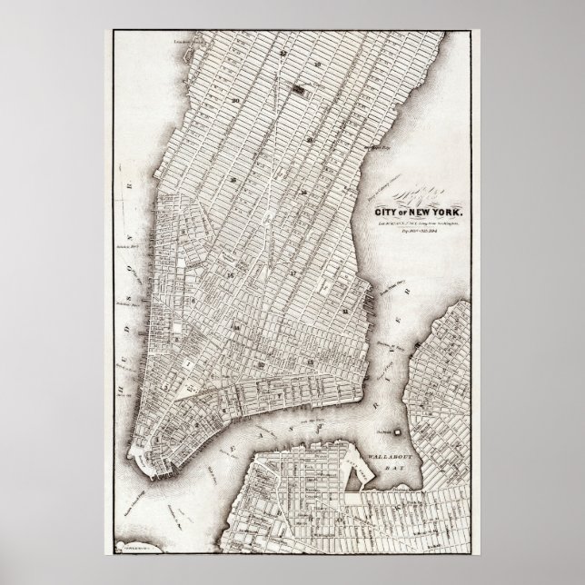 Affiche Vintage NYC Map City Skyline (Devant)