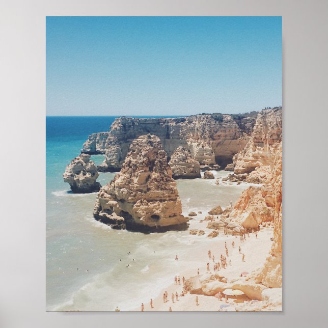 Affiche Vintage Ocean Beach Portugal Cliffs Coves Photo (Devant)