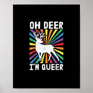 Affiche Vintage Oh Deer Je Suis Queer Fierté LGBT Gay Lesb