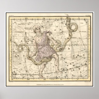 Affiche Vintage Ophiuchus Constellation Zodiac Imprimer