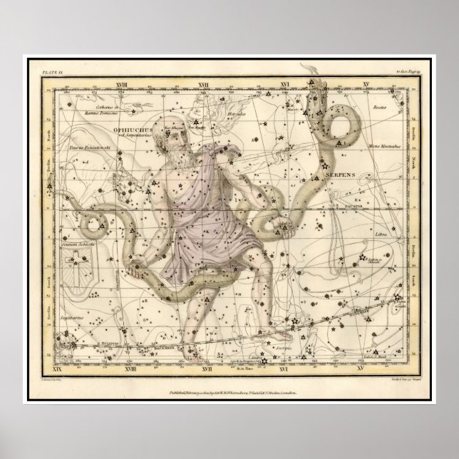 Affiche Vintage Ophiuchus Constellation Zodiac Imprimer (Devant)
