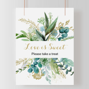 Affiche Vintage Or et Eucalyptus Vert L'amour est doux
