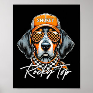 Affiche Vintage Orange Blooké Tennessee Amoureux des chien
