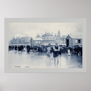 Affiche Vintage Ostend Bathing Scene, standard size 36x24
