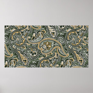 Affiche vintage Paisley oriental Motif sans Seamless p