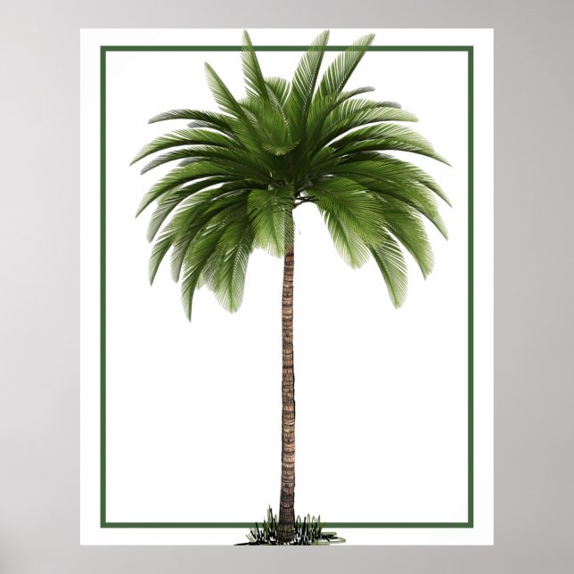 Affiche Vintage Palm Tree Tropical Elégant (Devant)