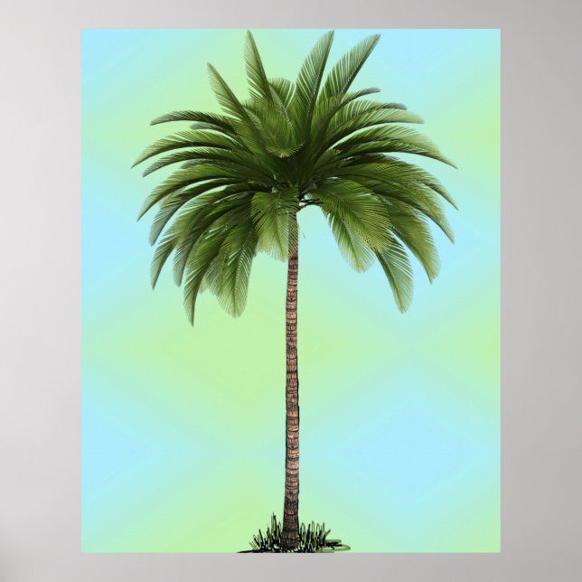 Affiche Vintage Palm Tree Tropical Elegant Green (Devant)