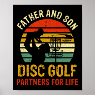 Affiche Vintage Papa Et Son Disque Golf Partenaires Pour L