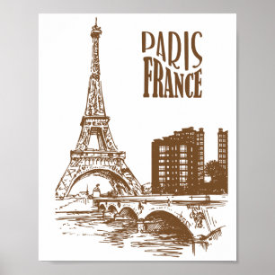 Affiche Vintage Paris France – Vue classique d'Eur