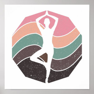 Affiche vintage pastel fille faisant de l'exercice ou du y