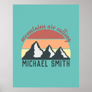 Affiche Vintage pastels mountains are calling monogram sky