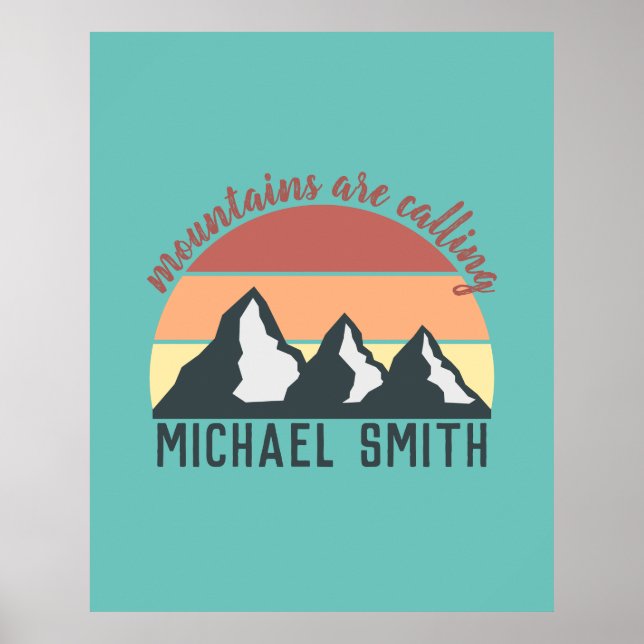 Affiche Vintage pastels mountains are calling monogram sky (Devant)