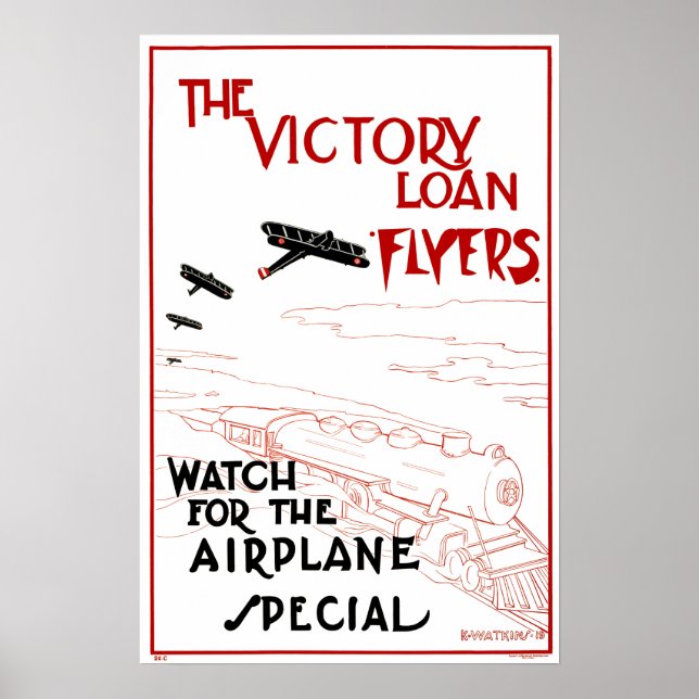 Affiche Vintage Patriotic, Victory Loan Flyers Airplanes (Devant)